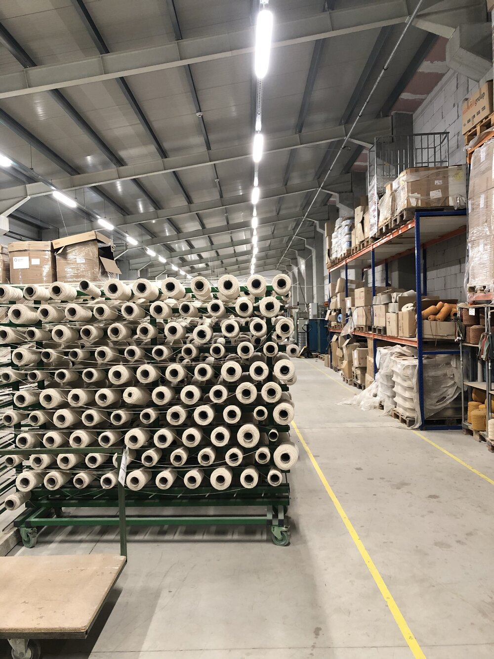 section in factory where only certified organic yarn is used